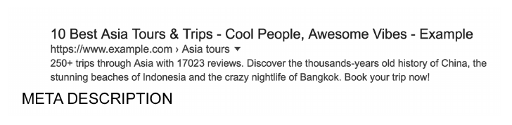 The same Google result with its meta description marked