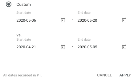 google search console time span comparision